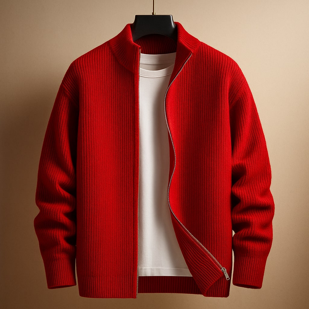 Marcello Ribbed Zip Cardigan