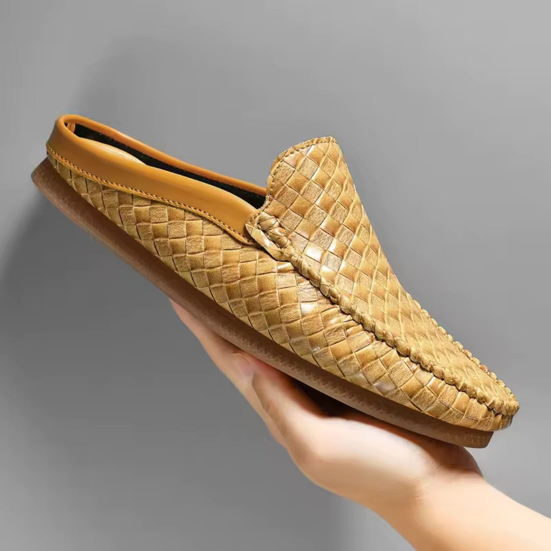 Enzo Woven Leather Slides